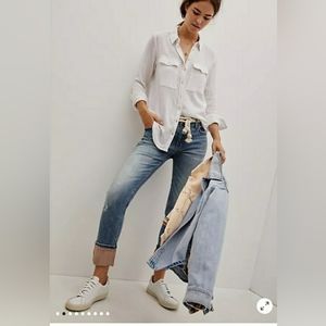 Anthropology Pilcro High-Rise Satin-Trimmed Jeans TALL